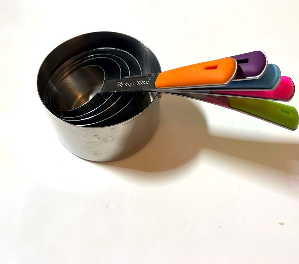 5-Piece Stainless Steel Measuring Cup Set with Colorful Silicone Handles